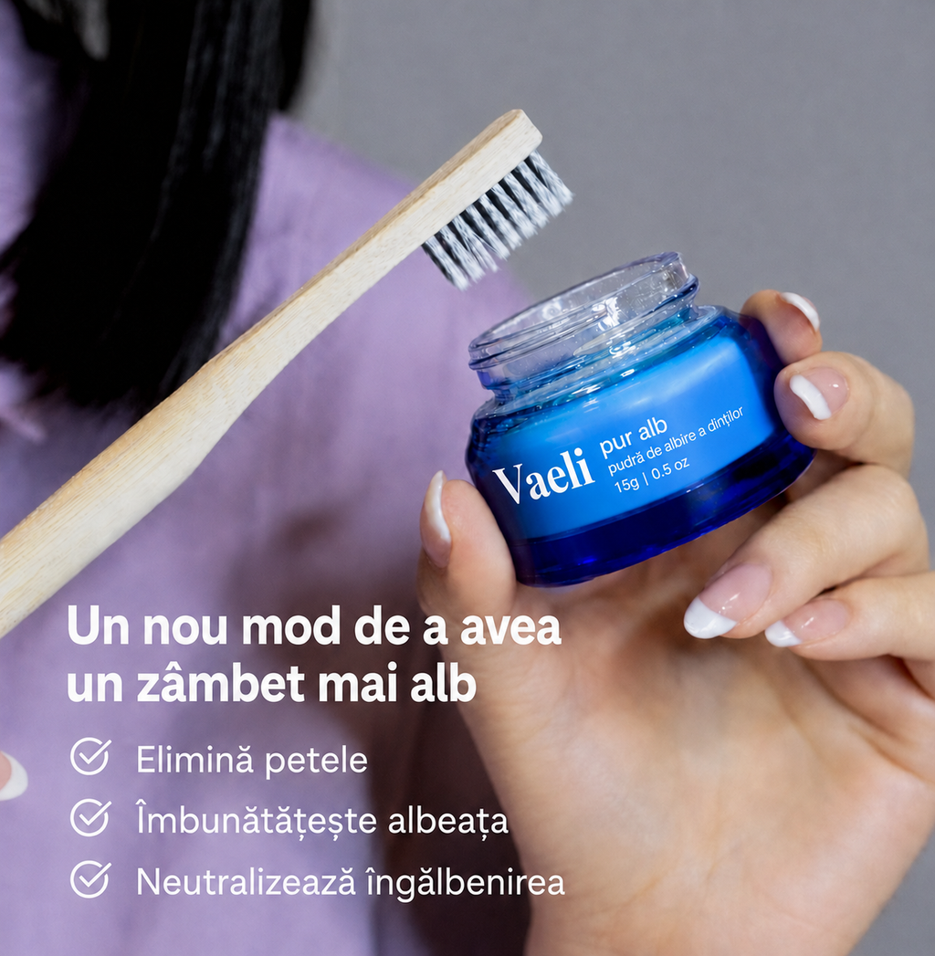 Pudră de Albire a Dinților PAP+ | Vaeli pur alb